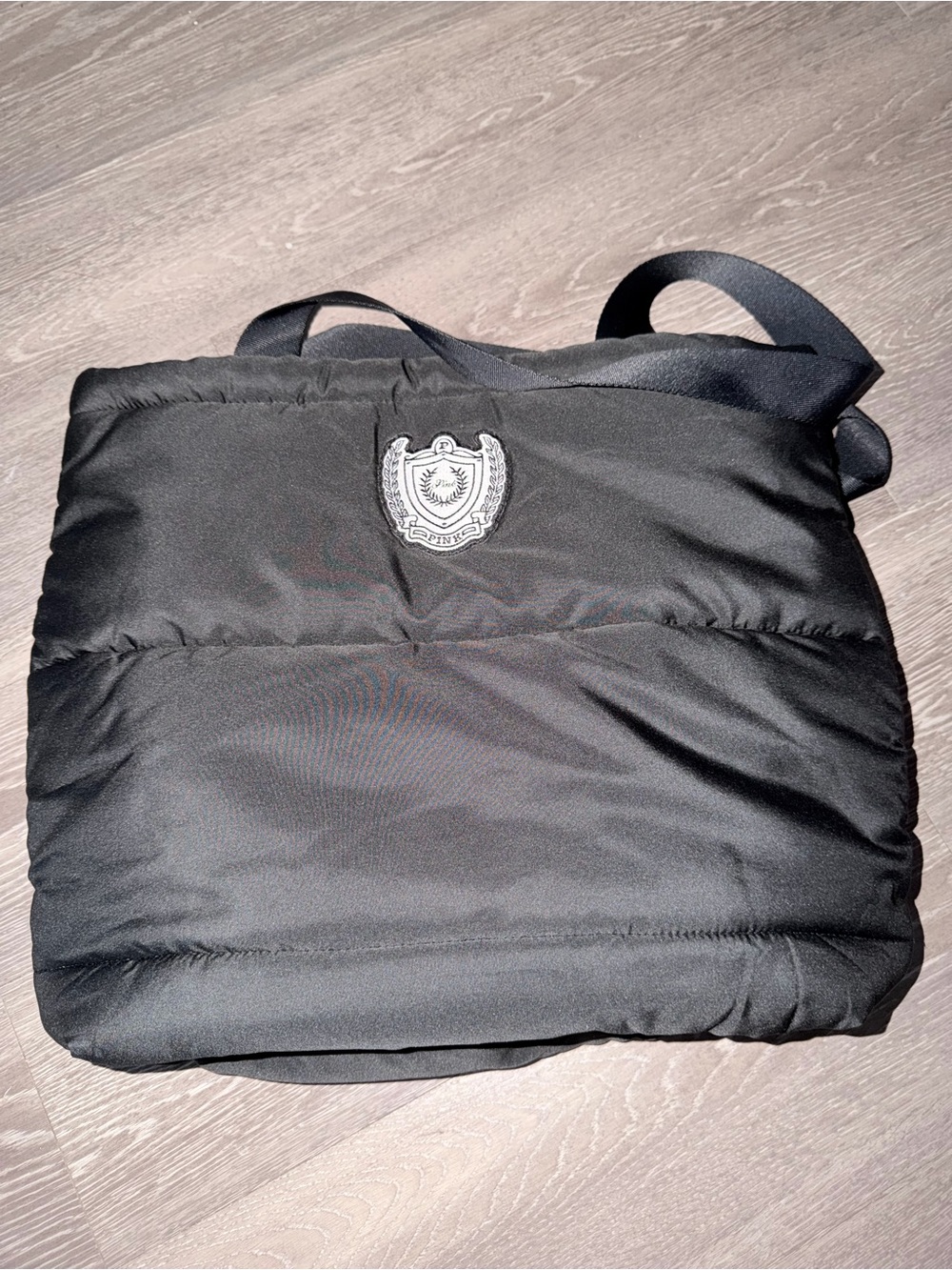 Black Victoria's Secret PINK puffer tote bag